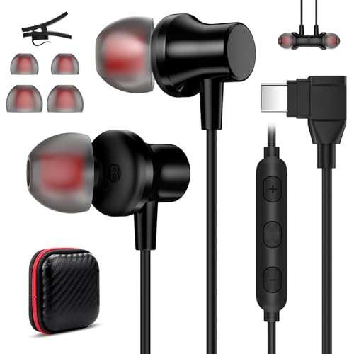 Jelanry Auriculares USB C con cable y micrófono para iPhone 16, 15, iPad Air Pro, codo magnético in-ear tipo C, control de volumen estéreo de alta fidelidad, para Samsung Flip Fold 6 Galaxy S24 S23