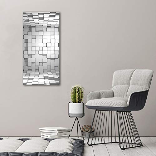 Mural Art Impression Verre Acrylique 50x100 | Déco Murale Plastique Cubes Gris