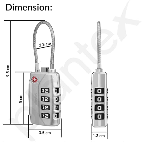 Image of Plantex 4-Digit Combination Padlock /TSA Metal Lock with String Shackle /Number Lock for Luggage /Travel Bag /Suitcase /Backpack /Lockers - Pack of 1 (Silver)