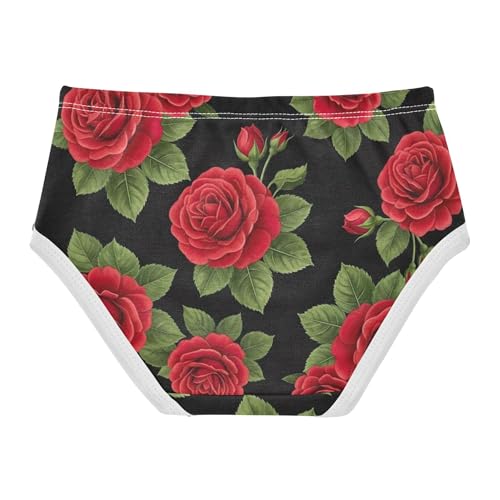 Vibrant Floral Elegant Flower Black Panties Little Girl Toddler Underwear Floral Cotton Stylish Briefs Kids Undies 2t2