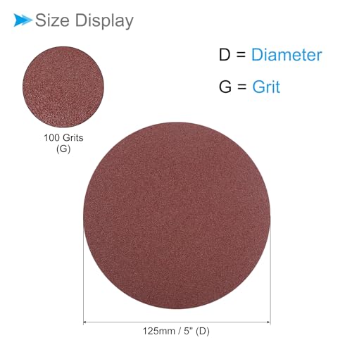 CoCud PSA Schleifscheiben, Durchmesser 5 Zoll, Körnung 100, selbstklebendes Schleifpapier - (Anwendungen: für Holzbearbeitung und Metallveredelung), 10 Stück