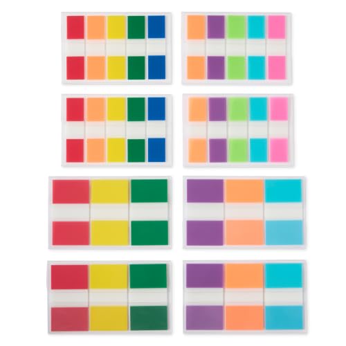 Image of Amazon Basics Flags and Tabs Combo, 0.94 inch Wide (240 pcs) and 0.47 inch Wide (400 pcs), Rectangular, Assorted Colors, 640 Count