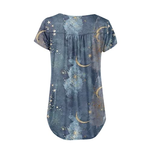 Short Sleeve Blouses For Women Dressy Casual Short Sleeve Tunics For Women Sleeveless Button Down Loose Flowy Tops For Leggings Casual Tops For Women Blouse Shirts Tunic Top #TOP3