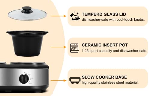Dual-Slow-Cooker-Buffet-Servers-and-Warmers-with-2-X-125Qt-Tempered-glass-lids-and-Lid-Rests-3-Adjustable-Temp-Stainless-Steel Dual Slow Cooker Buffet Servers and Warmers with 2 X 125Qt Tempered glass lids and Lid Rests 3 Adjustable Temp Stainless Steel