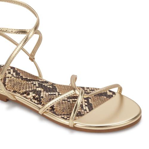 Women's Flat Sandals Strappy Open Round Toe Lace Up Shoes with Adjustable Ankle Strap for Summer4