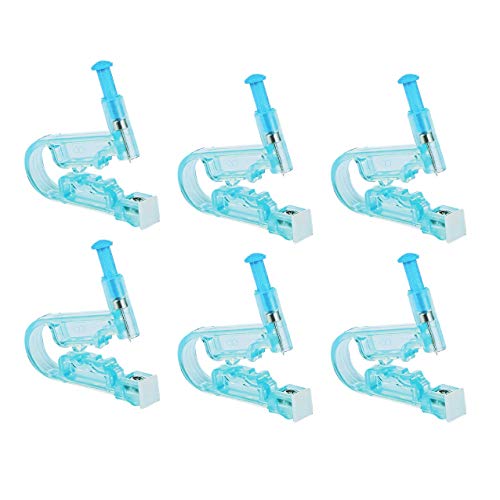 6PCS Disposable Safety Ear Piercing Gun Kit Unit No Pain Safety Piercing Gun Ear Stud Gun Piercing Tool with Ear Stud Pierce Kit(Blue)