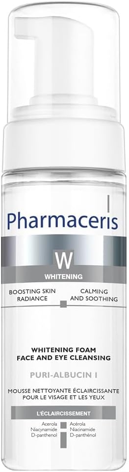 Pharmaceris W Whitening Face & Eye Cleansing Foam, 150 Ml – Soothing & Calming Brightening Cleanser With Niacinamide, Acerola, Allantoin & D‑Panthenol For Sensitive Skin