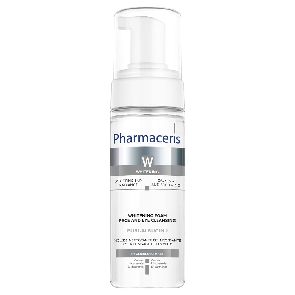 PharmacerisW Whitening Face & Eye Cleansing Foam, 150 Ml – Soothing & Calming Brightening Cleanser With Niacinamide, Acerola, Allantoin & D‑Panthenol For Sensitive Skin