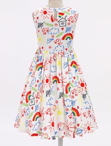 IBTOM CASTLE Girls Back to School Dress First Day of School Outfit Preschool Kindergarten Picture Day Apple Swing Sundress2