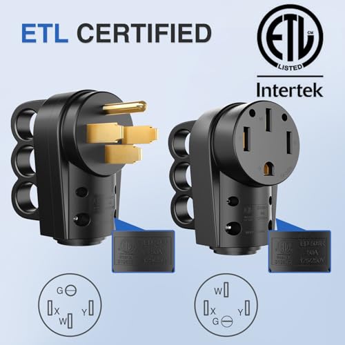 Image of Nilight 50 Amp RV Male and Female Plug Set | 14-50P 14-50R Receptable 125V /250V Volt Heavy Duty Electrical Camper ETL Listed for Caravan Motorhome Van Trailer