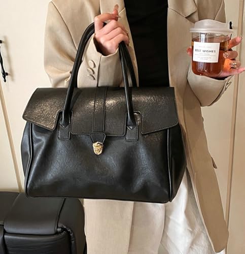 Women's Top Handle Bag Leather Crossbody Bag Retro Messenger Purse Vintage Tote Satchel for Work College4
