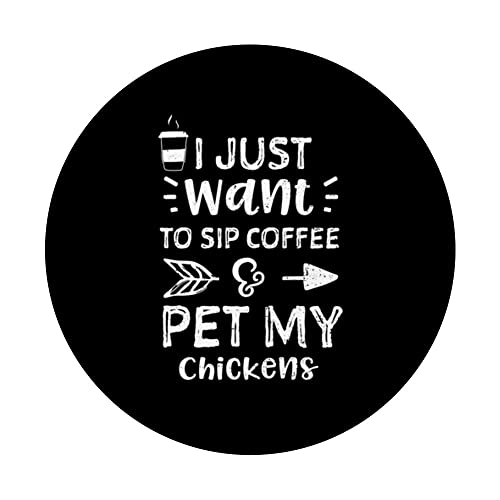 Chicken: I Just Want To Sip Coffee & Pet My Chicke... Coffee PopSockets Swappable PopGrip, Black - Image 3