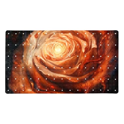 Alfombrilla de baño de PVC extralarga Orange Rose Galaxy con ventosas 2
