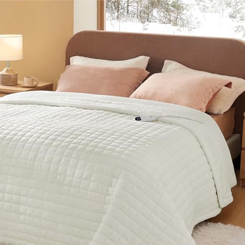 Image of Bedsure Electric Blanket Full Size - Heated Weighted Blanket Full with 6 Heat Settings, Fasting with 10 Time Settings & 8 Hours Auto-Off (72x84 inches, Ivory)
