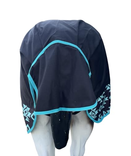 Image of 1200 Denier Horse Rain Sheet (Waterproof /Breathable & Wind Proof Turnout Sheet) Horse Breathable Rainsheet (Black-Aztec-Bottom, 80)