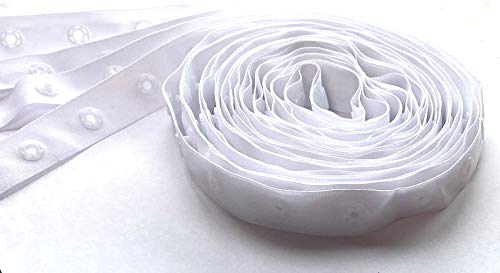 10 Yard White Sewing Snap Tape 5/16 Round Buttons Wide 3/4 Zipper #TOP2