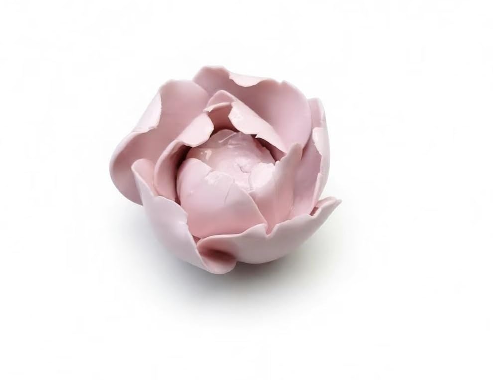 Image of Ceramic Flower Wall Art Decor, Artificial Flower Wall Sculpture,Handmade Ceramic Flowers for Home,Hallway,Living Room, Kitchen,Bathroom (Pink, Peony Bud, 1.57 inch)
