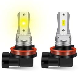 LEDYOTRY H11 H8 LED Fog Light Bulbs or DRL, True 1:1 Mini Size, 4000LM Super Bright 3000K Yellow H16 H11 H8 Fog Light Bulb Replacement for Cars, Trucks, SUVs, Non-polarity, Pack of 2
