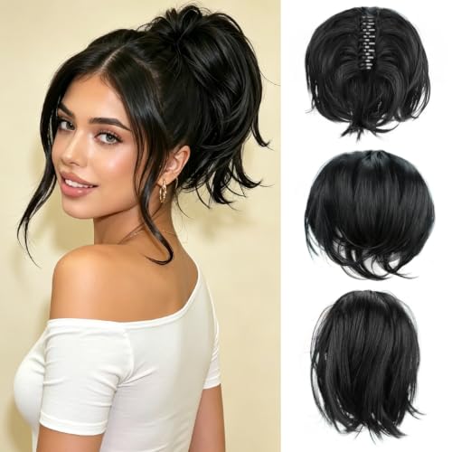 Claw Clip Short Ponytail Extension with Bendable Metal Wire, 9 In...