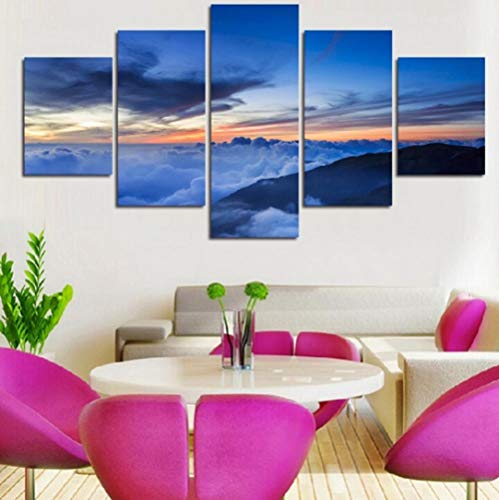 Impression sur toile 5 pièces image sur verre paysage montagne pour salon