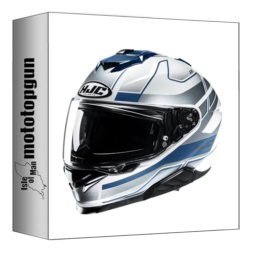 Casque intégral HJC i71 Iorix MC2 de couleur bleue et blanche en taille XXL pour moto