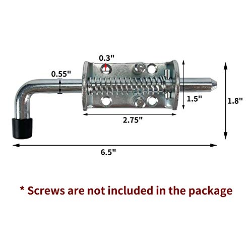 Steel Spring Pin Latch Lock Assembly 1/2" 2 Pack Spring Bolt Latch For Utility Trailer Gate, Barn Door, Heavy Duty Electroplating(Screws No Included) #TOP1