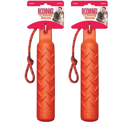 KONG Lot de 2 jouets de dressage pour chien en corde – Jouet flottant durable pour rapporter et dresser – Orange Taille L