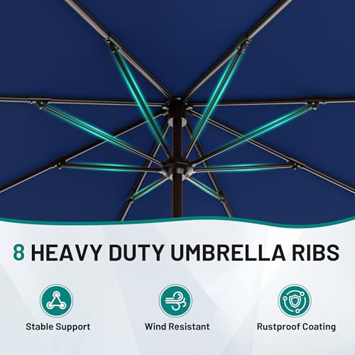 Image of AreShark 12 FT Patio Umbrella for Outdoor, Outdoor Table Umbrella with Crank, Outdoor Patio Umbrellas with 8 Sturdy Ribs, Patio Umbrellas for Market, Garden, Pool (Navy)