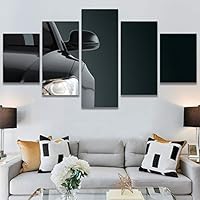 SIGNWIN 5 Panel Canvas Wall Art Modern Art Cars Edgy Industrial Mixed Media Multicolor Transportation for Home Decorations Ready to Hang - 60