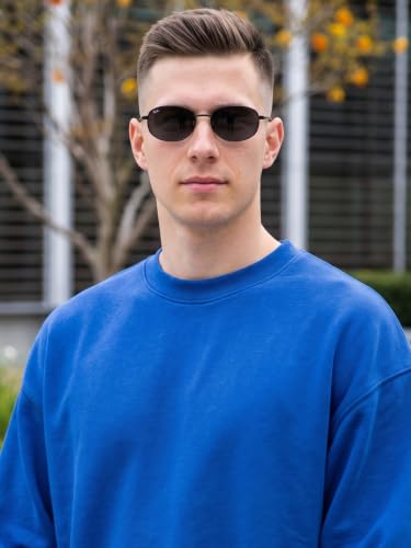 Image of Veirdo Cotton Poly Fleece Oversized Fit Full Sleeves Ribbed Solid Crew Neck Sweatshirt for Men