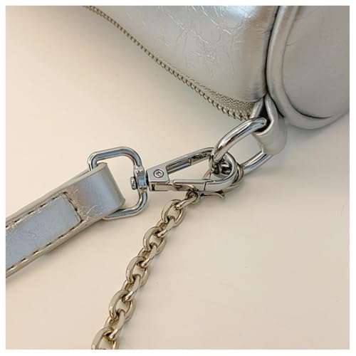 Trendy Silver Cylinder Bag for Women, Premium Soft Pillow Purse, Versatile Shoulder/Crossbody Bag Stylish Design4