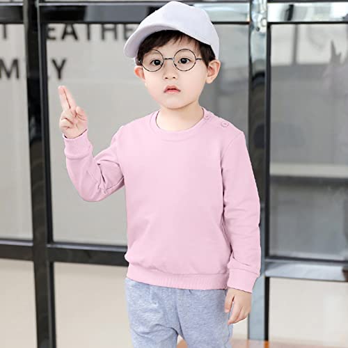 Boys Girls Pullover Sweatshirt Solid Basic Loose Cotton Tops Lightweight Soft Crewneck Athletic Tops Tees for Kids2