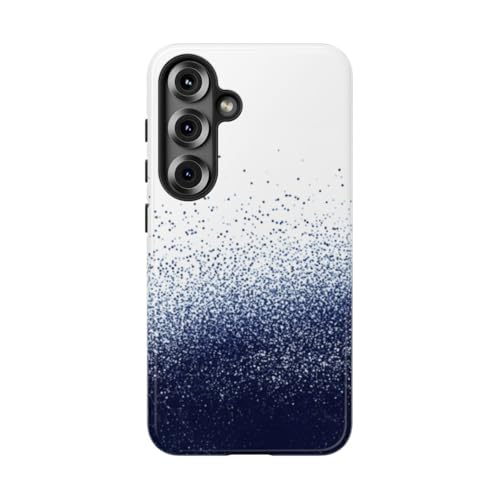 Coque Samsung S25 bleu marine rigide et brillante au design abstrait