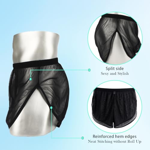Mens Sexy Shorts Transparent Boxer Briefs Underwear Ultra Thin Split Side Mesh See Through Underpants4