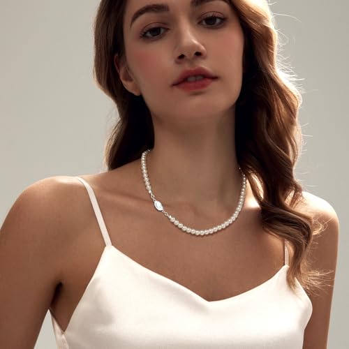 Image of Zeffy Pearl Necklace 4MM /6MM /8MM Dainty Round Imitation Pearl Choker Necklace Wedding Pearl Necklace Delicate Jewelry for Women Simple Bridesmaid Jewelry Gifts