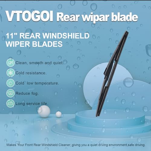 Image of VTOGOI Original Factory Quality Rear Windshield Wiper Blades Replacement For Hyundai Santa Fe 2019-2023,Kia Sorento 2016-2020,Kia Sportage 2017-2024,Niro 2023,Easy To Install 11 inch(Pack of 1)