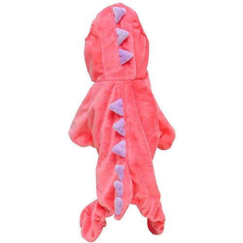 Bro'Bear Pet Plush Outfit Dinosaur Costume with Hood for Kitties Cats Jumpsuit Winter