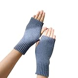 Frauen-Herbst- und Winter-niedliche Normallack-halb gestrickte Wollhandschuhe Sklaven Outfit Latex (F, One Size)