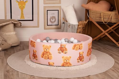 KNORRTOYS.COM 76007 Bällebad, Teddy pink-150 Balls Grey/White/transparent
