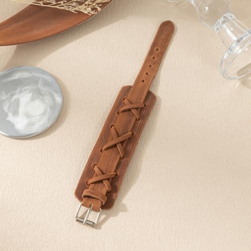 Pulsera trenzada de cuero genuino estilo vintage miniatura 6