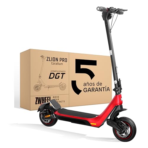 ZWHEEL ZLion Pro Corallium | Patinete Eléctrico Adultos Homologado DGT - 1200W MAX, 40km Autonomía - Regeneración de Batería al Frenar, Ruedas 10' Tubeless Autosellable - Frenos de Disco y Eléctricos