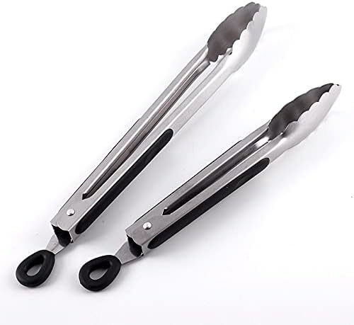 Cooking Tongs Stainless Steel BBQ Grilling Tong Salad Bread Serving Tong Non-Stick Kitchen Barbecue Grilling Cooking Tong (12 in)