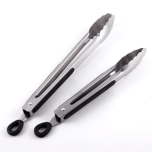 Pinzas de Cocina de Acero Inoxidable para Barbacoa, Pinzas para Asar, Ensalada, Pan, Pinzas para Servir, Cocina Antiadherente, Barbacoa, Parrilla, Pinzas para cocinar (14 Pulgadas)