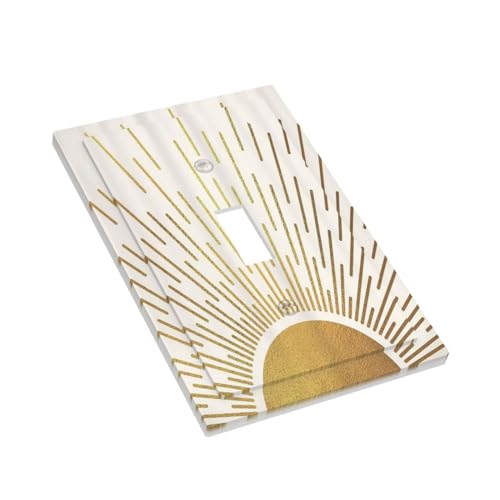 Spshian SPSHIAN12544 Mid Century Boho Abstract Sunrise Gold Sun 1 Gang Light Switch Covers Decorative Single Toggle Wall Plate Switchcover Electrical Switchplate thumb #2