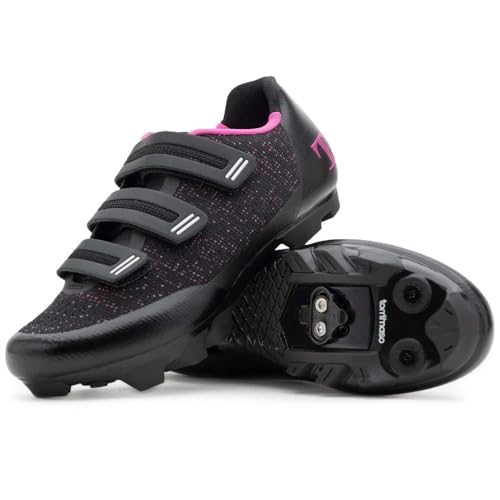 Tommaso Women's SPD Cycling Shoes – for Mountain Biking and Outdoor Walkable Comfort – Compatible with SPD Cleats – Pre-Installed Cleats Included
