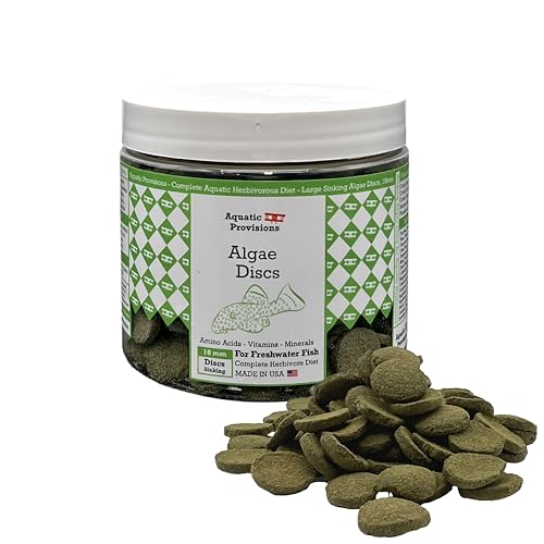 Algae Discs 8 oz, Sinking 18mm Wafers, Fish Food for Freshwater Herbivores