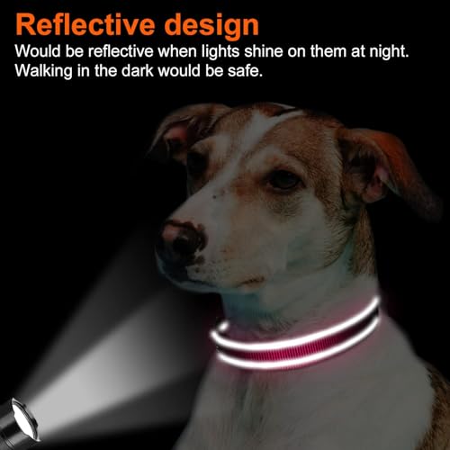 Joytale Halsband Hund, Gepolstertes Hundehalsband Breit aus Neopren Nylon Hundehalsband Verstellbar für Kleine Hunde, Weich und Reflektierend Hundehalsbänder, S, Hotpink