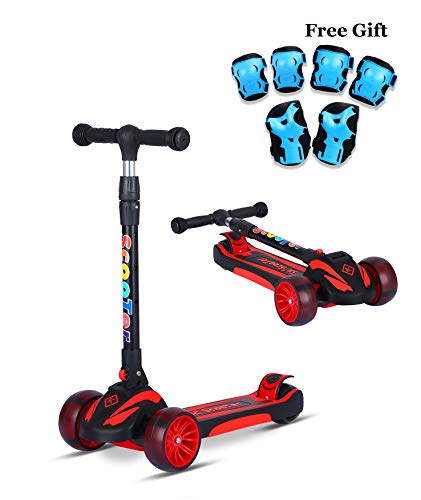 SDSPEED Kick Scooter for Kids Extra Wide Light-Up Wheels(Safety First) Scooter 3 Height