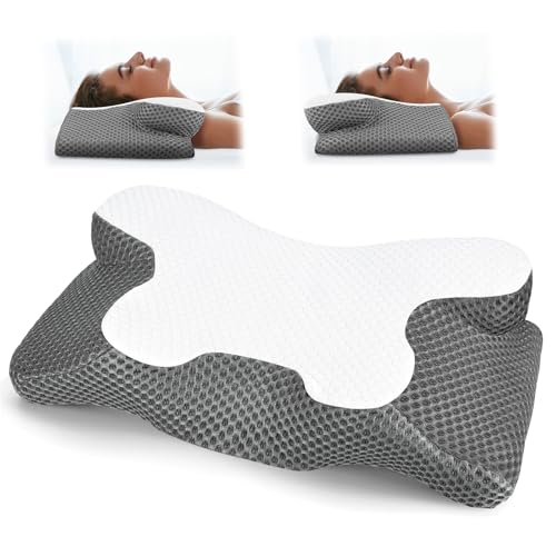 JANUIXCO Almohada Cervicales y Cuello - Almohada Ergonómica para Alivia el Dolor de Cuello y Espalda - Almohada Ortopedica de Espuma Viscoelástica para Dormir de Lado y Boca Arriba