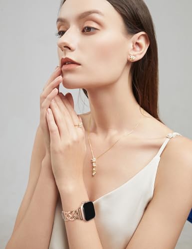Image of TOYOUTHS Dressy Bracelet Compatible with Apple Watch Bands 38 /40 /41 /42 /44 /45 /46 /49mm Women, Celtic Stainless Steel Metal Fancy Nice Pretty Strap for iWatch Series 11 10 9 8 7 6 5 4 Ultra /SE 3 2 1